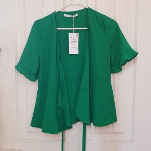 Zara feminie green wrap shirt